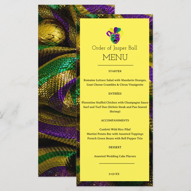 Mardi Gras Menu (Front/Back)