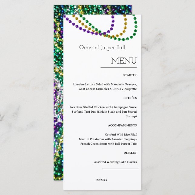 Mardi Gras Menu (Front/Back)