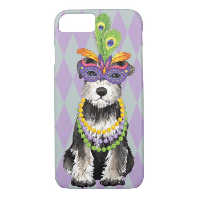 Mardi Gras Mini Schnauzer Case-Mate iPhone Case (Back)