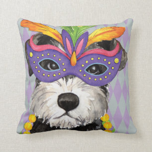 Mardi Gras Mini Schnauzer Cushion