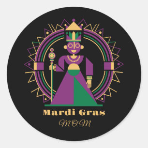 Mardi Gras Mom 2026 Queen Classic Round Sticker