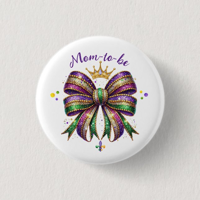 Mardi Gras Mom-to-be 3 Cm Round Badge (Front)