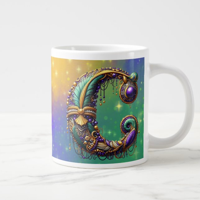Mardi Gras Monogram Initial C Large Coffee Mug (Right)