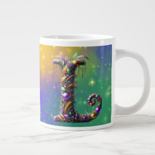 Mardi Gras Monogram Initial L Large Coffee Mug