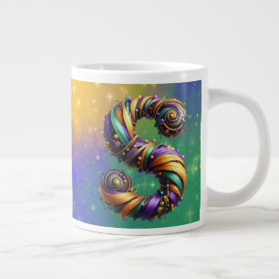 Mardi Gras Monogram Initial S Large Coffee Mug