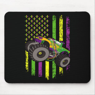 Mardi Gras Monster Truck Beads American Flag Shirt Mouse Pad