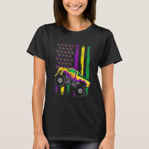 Mardi Gras Monster Truck Beads Flag , Kids Boys T-Shirt