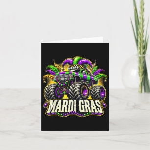 Mardi Gras Monster Truck Jester Carnival Boys Girl Card
