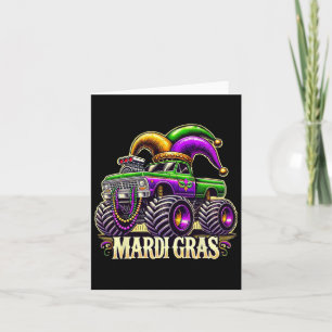 Mardi Gras Monster Truck Jester Carnival Girls Kid Card