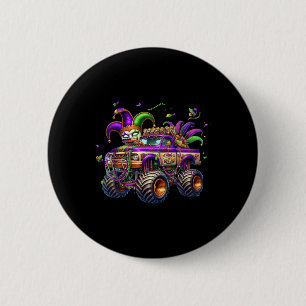 Mardi Gras Monster Truck Kids Toddlers New Orleans 6 Cm Round Badge
