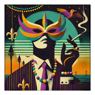 Mardi Gras Mr. Death The Smoking Man Poster