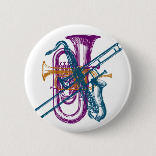 Mardi Gras Music 6 Cm Round Badge