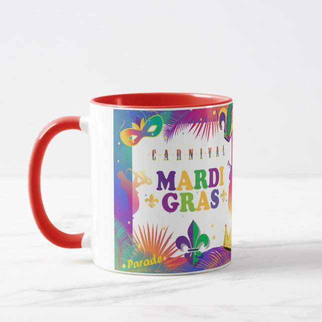 Mardi Gras Music Carnival Tropical Fleur de Lis Mug (Left)