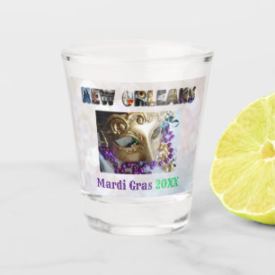 Mardi Gras New Orleans Beads Mask Nola  Shot Glass