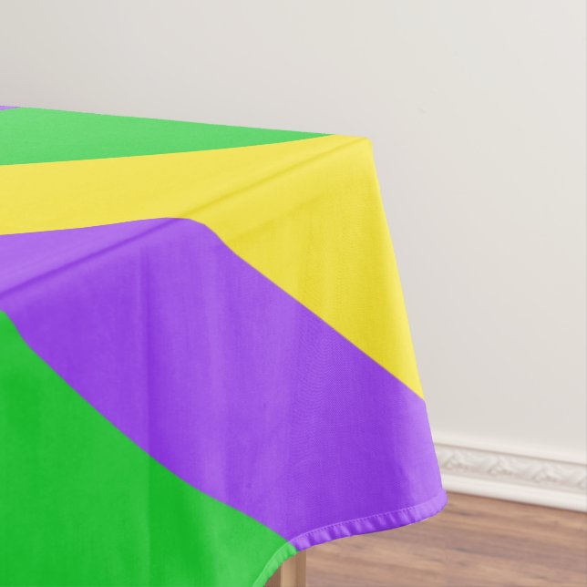 Mardi Gras New Orleans Carnival Stripes Colourful Tablecloth (In Situ)