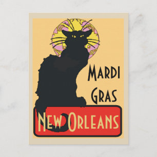 Mardi Gras New Orleans Chat Noir Edit Text Poster Postcard