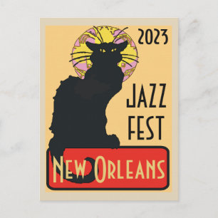 Mardi Gras New Orleans Chat Noir Edit Text  Poster Postcard