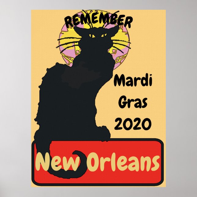 Mardi Gras, New Orleans, Chat Noir, Poster (Front)