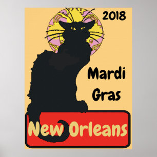 Mardi Gras, New Orleans, Chat Noir, Poster