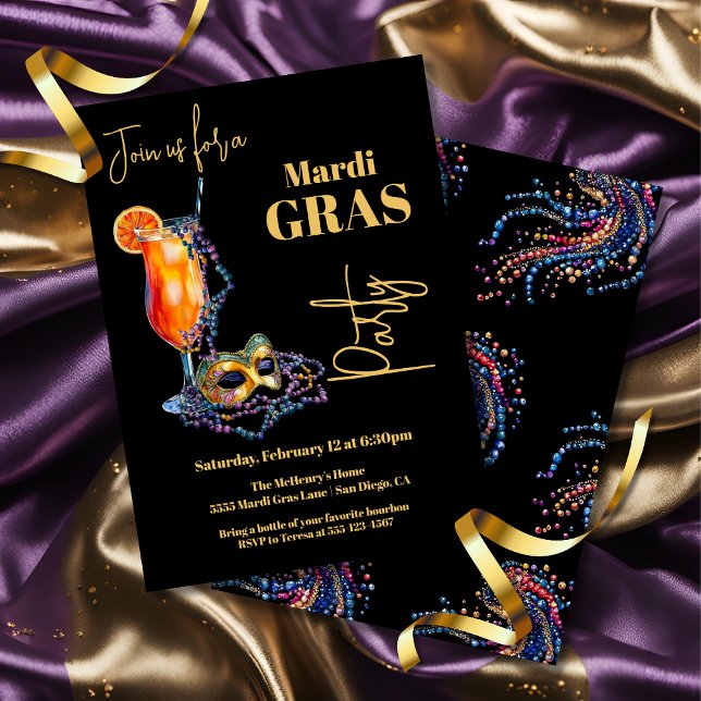 Mardi Gras New Orleans Evening Party Invitation (Creator Uploaded)