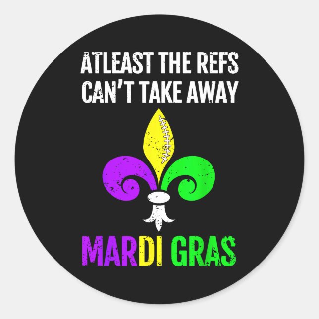 Mardi Gras New Orleans Funny Football Gift  Classic Round Sticker (Front)