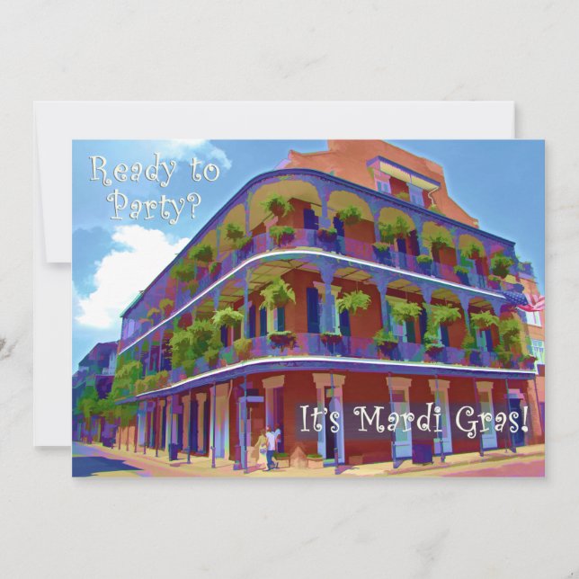 Mardi Gras New Orleans Historic Street Invitation (Front)