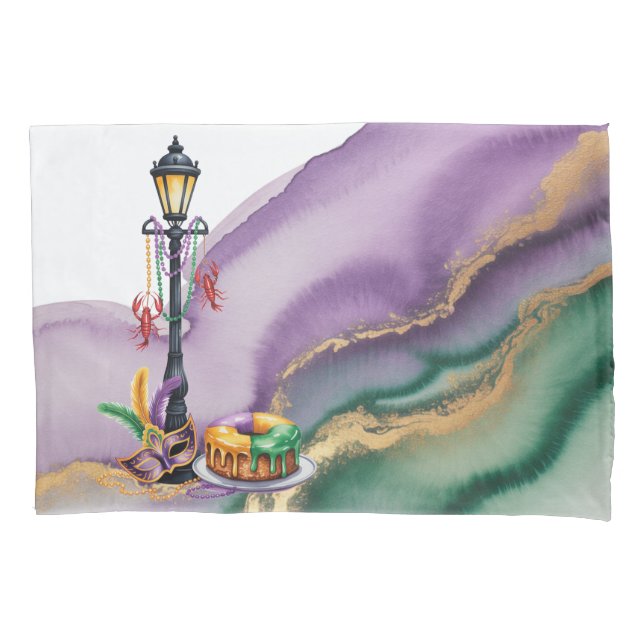 Mardi Gras New Orleans Illustration Pillowcase (Front)