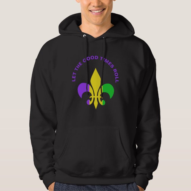 Mardi Gras New Orleans Louisiana Fleur-de-Lis Hoodie (Front)