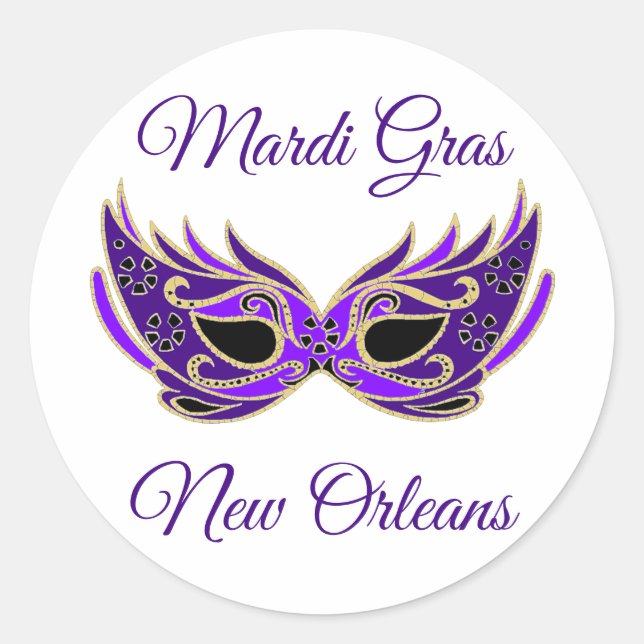 Mardi Gras New Orleans Mask Classic Round Sticker (Front)