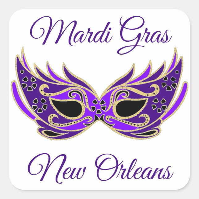 Mardi Gras New Orleans Mask Square Sticker (Front)