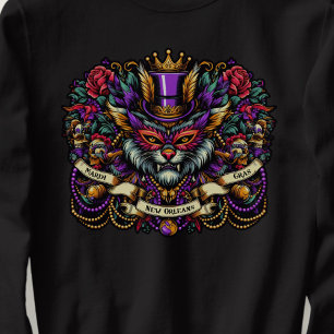Mardi Gras New Orleans Masked Cat Design Sweatshirt