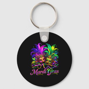 Mardi gras new orleans party feather mask men wome key ring