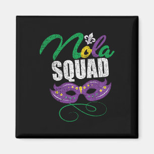 Mardi Gras Nola Squad Distressed New Orleans Beads Magnet