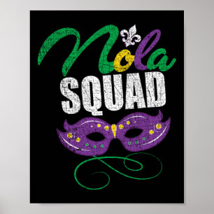 Mardi Gras Nola Squad Distressed New Orleans Beads Poster
