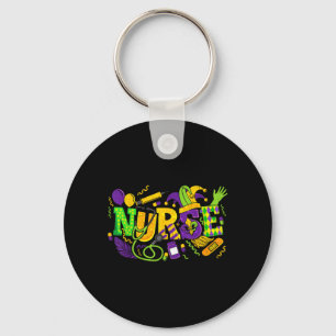 Mardi Gras Nurse Carnival Beads Medical Healthcare Key Ring