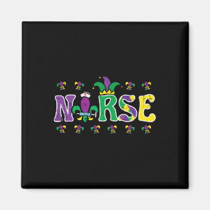Mardi Gras Nurse Jester Scrub Top Carnival Rn Icu Magnet