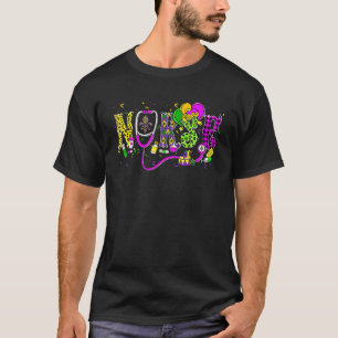Mardi Gras Nurse Stethoscope Fat Beads Tuesday Nur T-Shirt