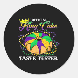 Mardi Gras Official King Cake Taste Tester Funny Classic Round Sticker