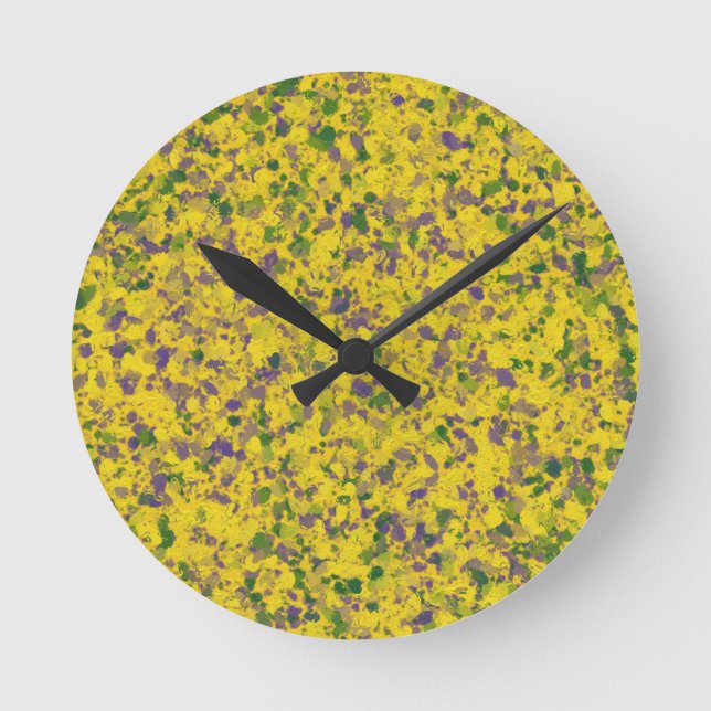 Mardi Gras Oil Abstract  Round Clock (Front)