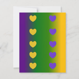 Mardi Gras Ombre with Hearts Card