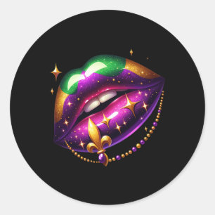 Mardi Gras Outfit Costume Men Women Mardi Gras Lip Classic Round Sticker