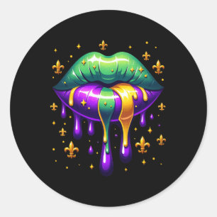 Mardi Gras Outfit Costume Men Women Mardi Gras Lip Classic Round Sticker