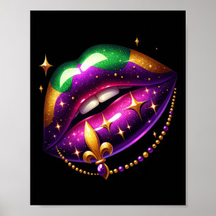 Mardi Gras Outfit Costume Men Women Mardi Gras Lip Poster
