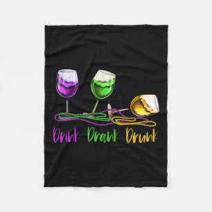 Mardi Gras Outfit For Women Men Wine Party Drink D Fleece Blanket
