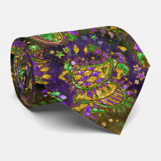 Mardi Gras Paisley Black Toned Background Tie