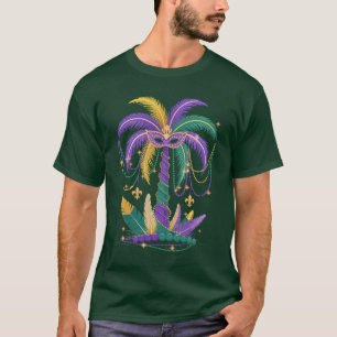 Mardi Gras Palm Tree Carnival Funny Fat Tuesday T-Shirt