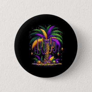 Mardi Gras Palm Tree Hawaiian Tropical Party Men W 6 Cm Round Badge