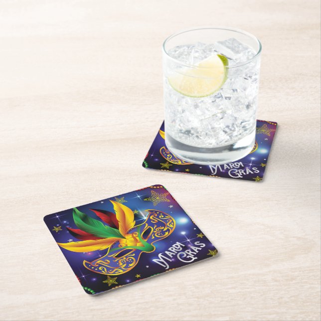 Mardi Gras Paper Coaster (Insitu)