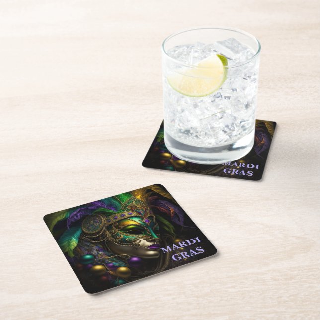 Mardi Gras Paper Coaster (Insitu)