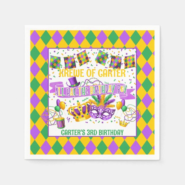 Mardi Gras Paper Napkin (Krewe of) Boy (Front)